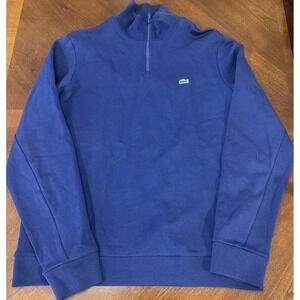Lacoste Mens Zip Up High Neck Blue‎ Cotton Sweatshirt Size 6/XL